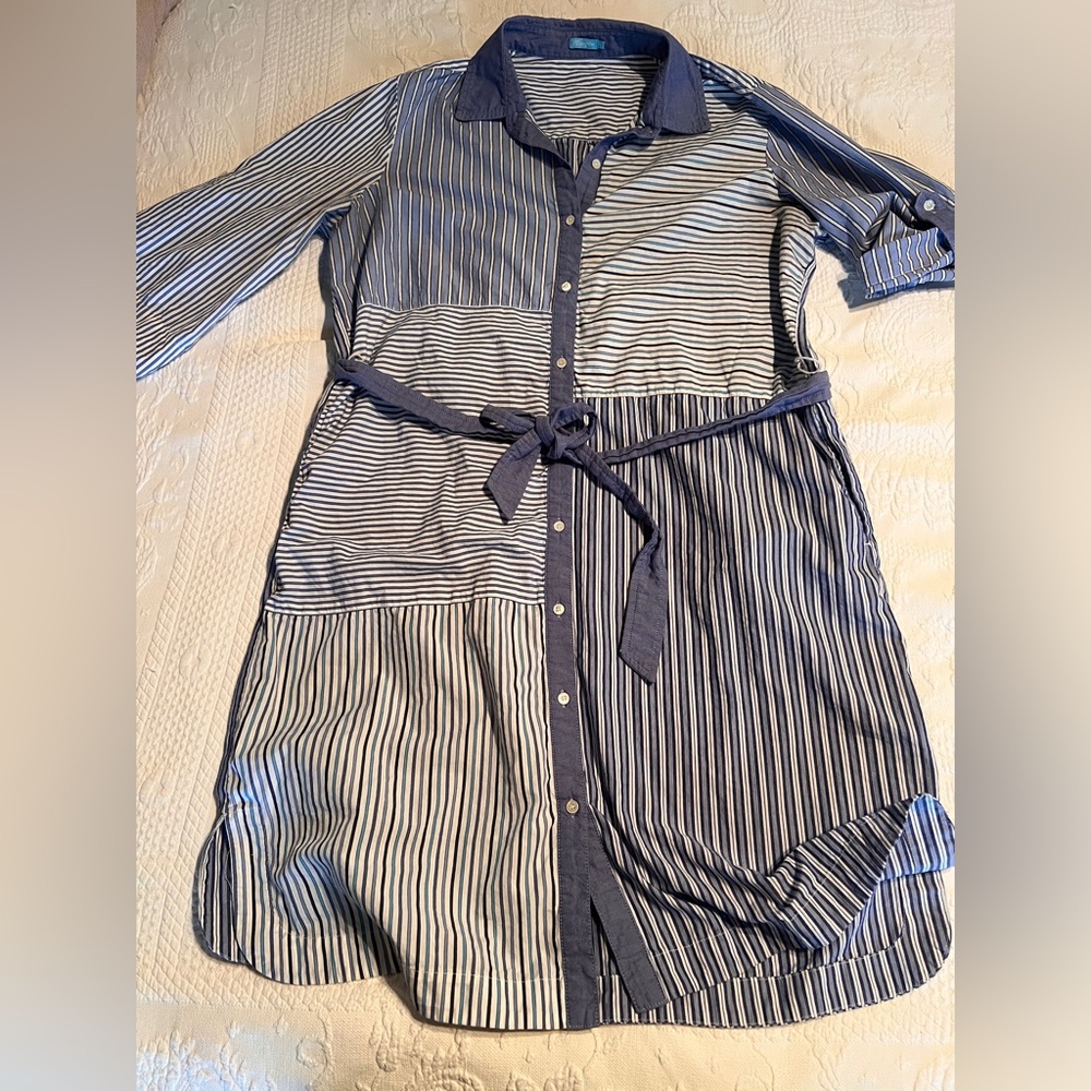 J. McLaughlin Blue and White Striped Dress